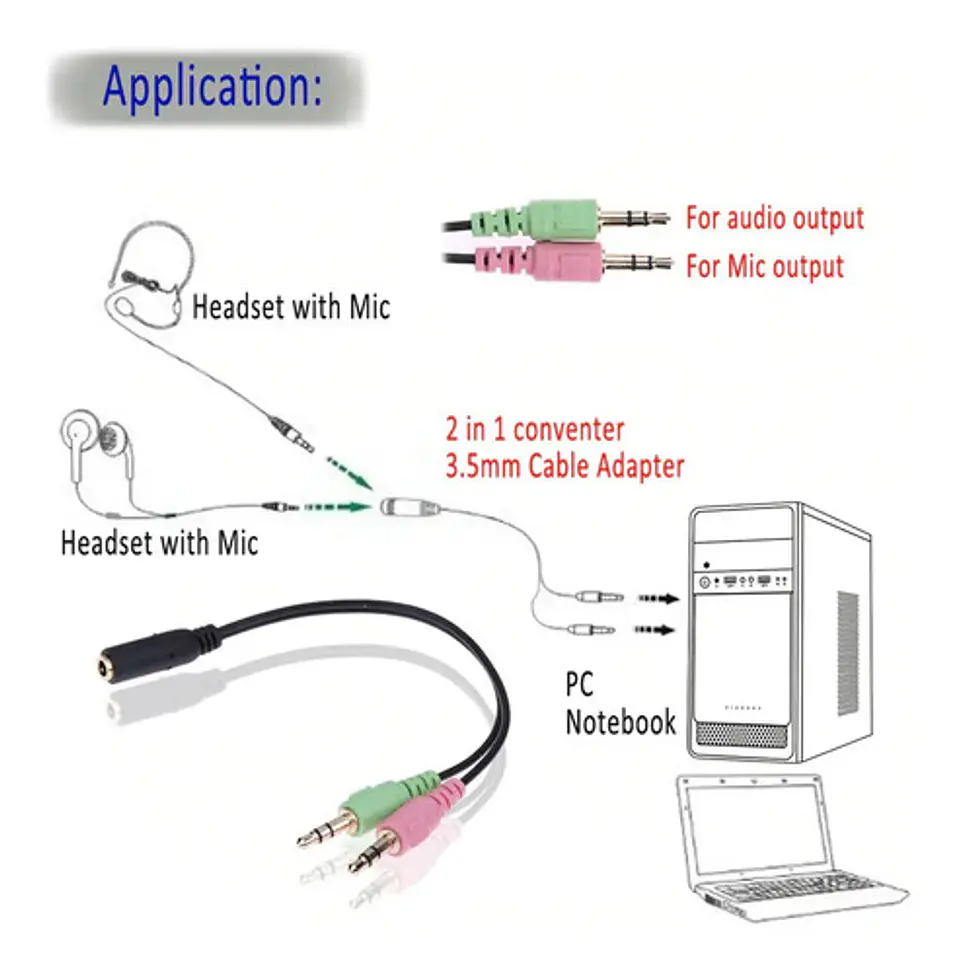 Cable Adaptador 3.5mm Para Audifonos Con Micrófono 6
