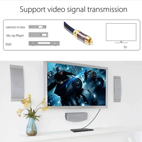 Cable Rca Para Subwoofer 5 Metros Blindado Audio Hifi 5m 5