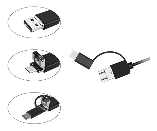 Cámara Endoscópica 2m Micro Usb Tipo C Android Cable Rigido 5