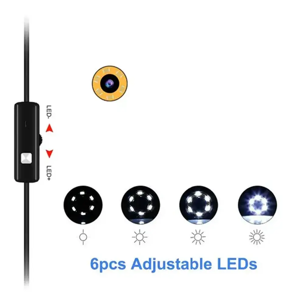 Cámara Endoscópica 2m Micro Usb Tipo C Android Cable Rigido 6