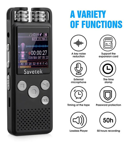 Grabadora Digital Profesional Savetek Voz Sonido 8gb Mp3 Wav 5