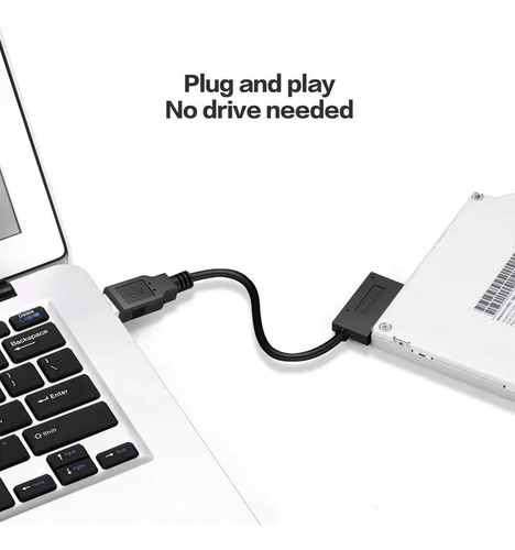 Cable Adaptador Usb X Mini Sata 2 Para Portátil, Dvd Y Cd, Color Negro 7