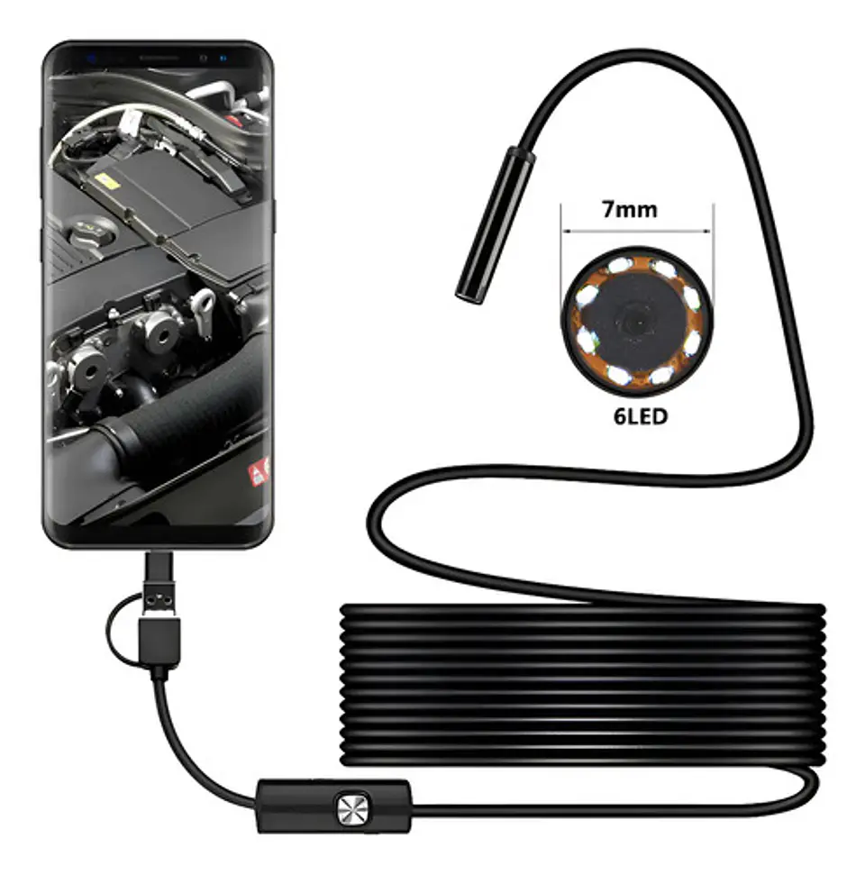 Cámara Endoscopica 5 Metros 7mm 6 Leds 5m Android 1