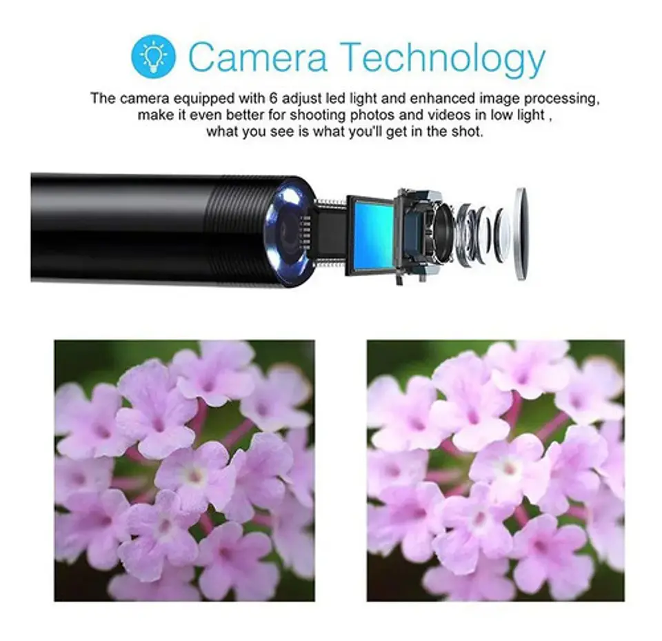 Cámara Endoscopica 5 Metros 7mm 6 Leds 5m Android 8