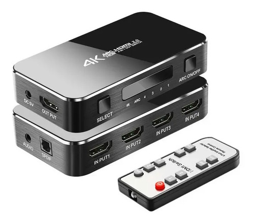 Switch Hdmi 2.0 4x1 4k Con Extractor De Audio Arc Hdr Uhd 1