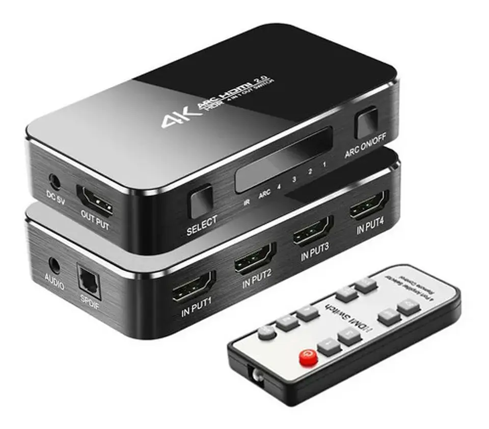 Switch HDMI 2.0 4x1 4k con Extractor de Audio ARC HDR UHD 1