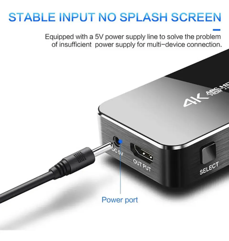 Switch HDMI 2.0 4x1 4k con Extractor de Audio ARC HDR UHD 4