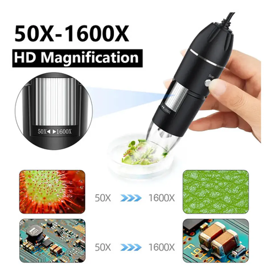 Microscopio Digital USB 1600x Cámara con 8 Leds PC 4