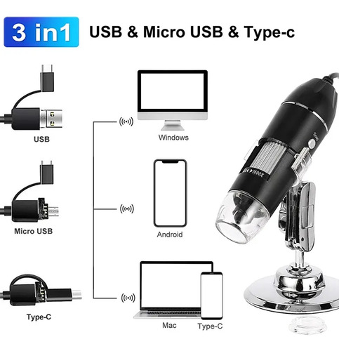 Microscopio Digital Usb 1600x Cámara Con 8 Leds Pc | Dfast 6