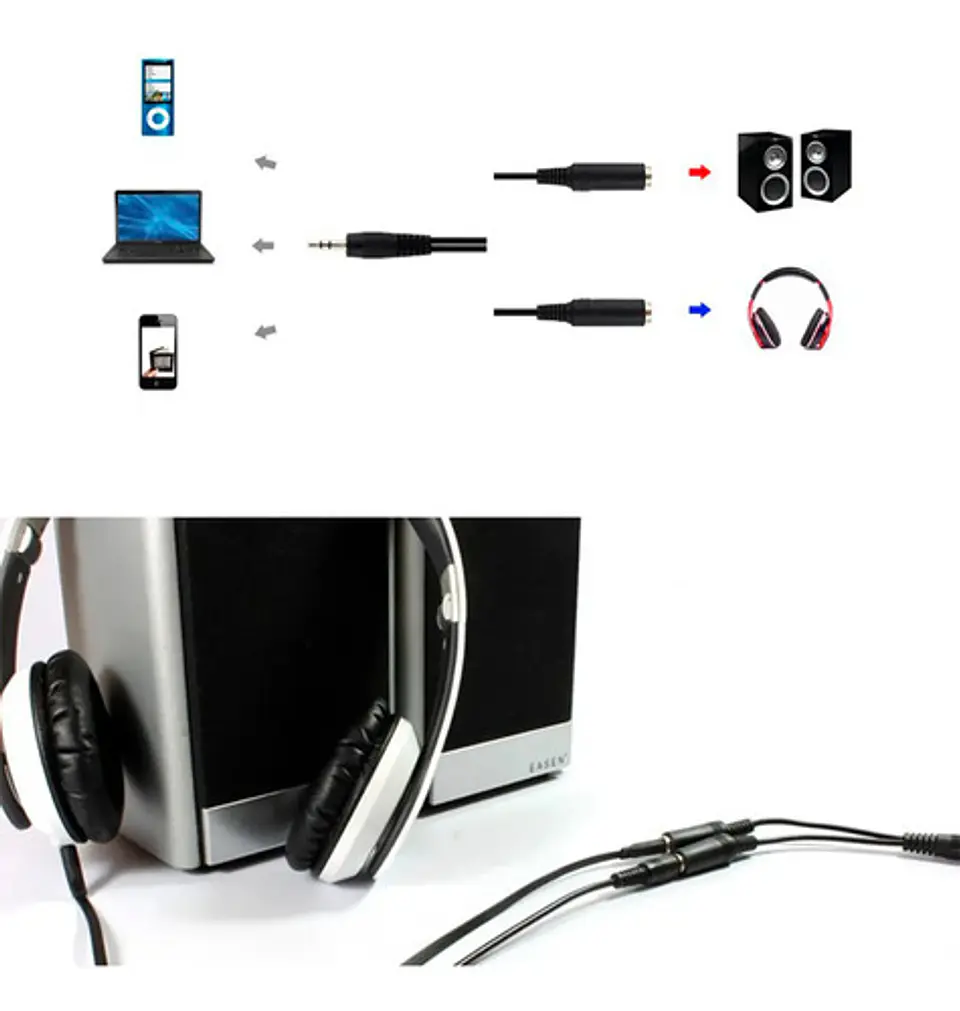Adaptador Splitter 3.5mm para 2 Audifonos Duplicador 3