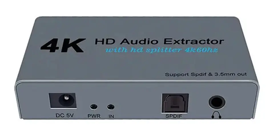 Extractor De Audio Y Splitter Hdmi 1x2 4k Óptico 3.5mm Spdif 1