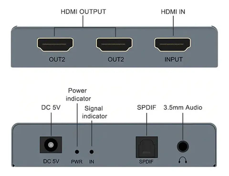 Extractor De Audio Y Splitter Hdmi 1x2 4k Óptico 3.5mm Spdif 6