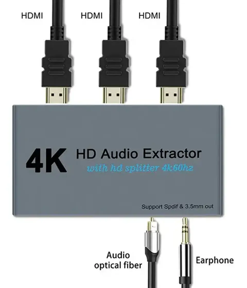 Extractor De Audio Y Splitter Hdmi 1x2 4k Óptico 3.5mm Spdif 7