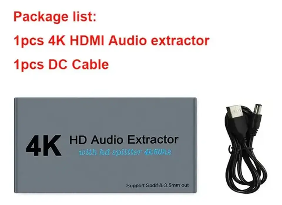 Extractor De Audio Y Splitter Hdmi 1x2 4k Óptico 3.5mm Spdif 10