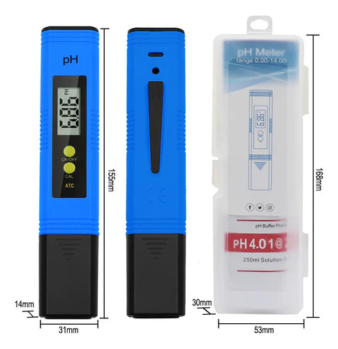 Medidor Digital Ph Acidez Alcalinidad Agua Liquidos Azul 2