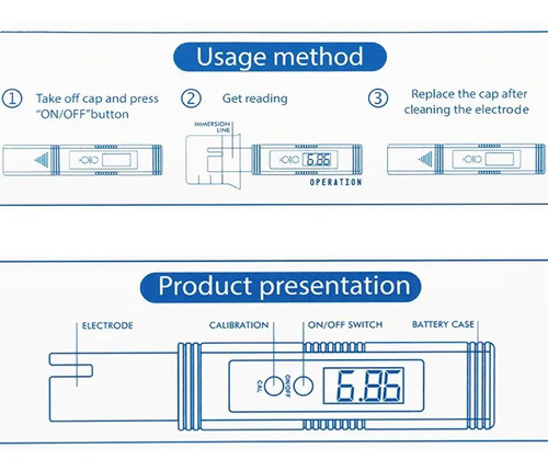 Medidor Digital Ph Acidez Alcalinidad Agua Liquidos Azul 9