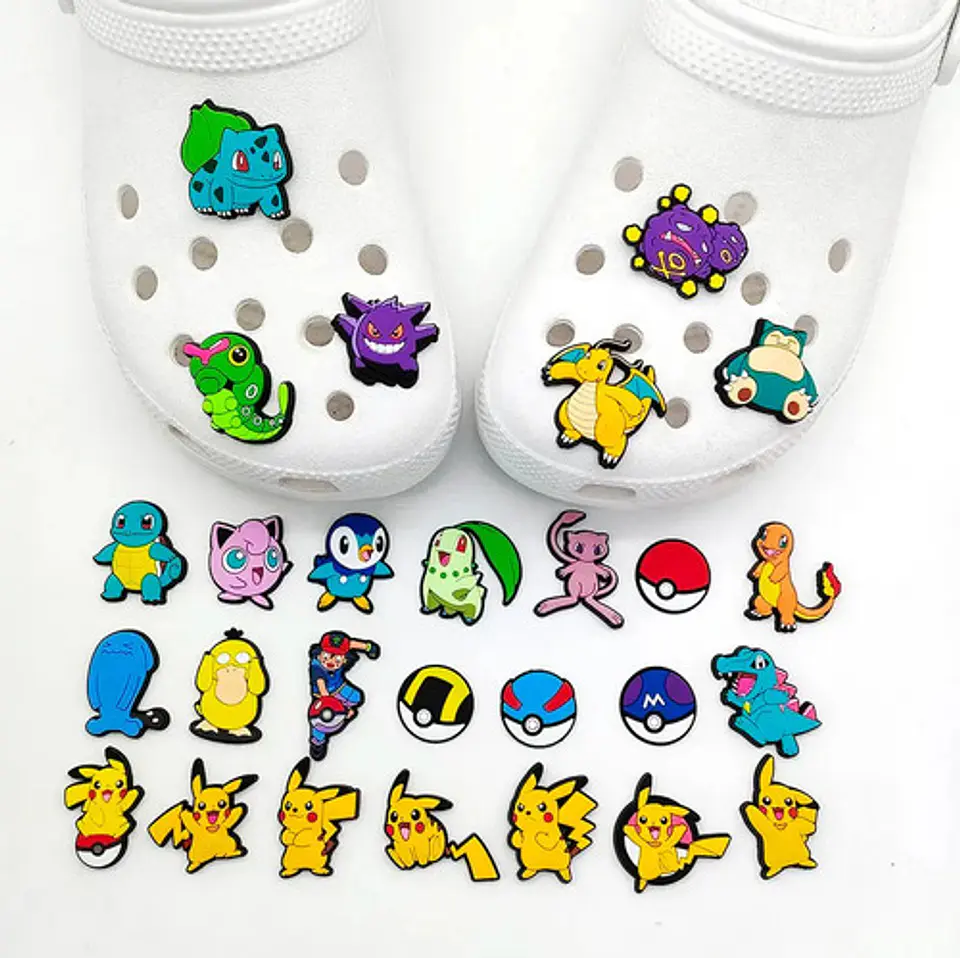 Set 27 Charms Compatibles con Crocs Bamers Pokemon Goma 3