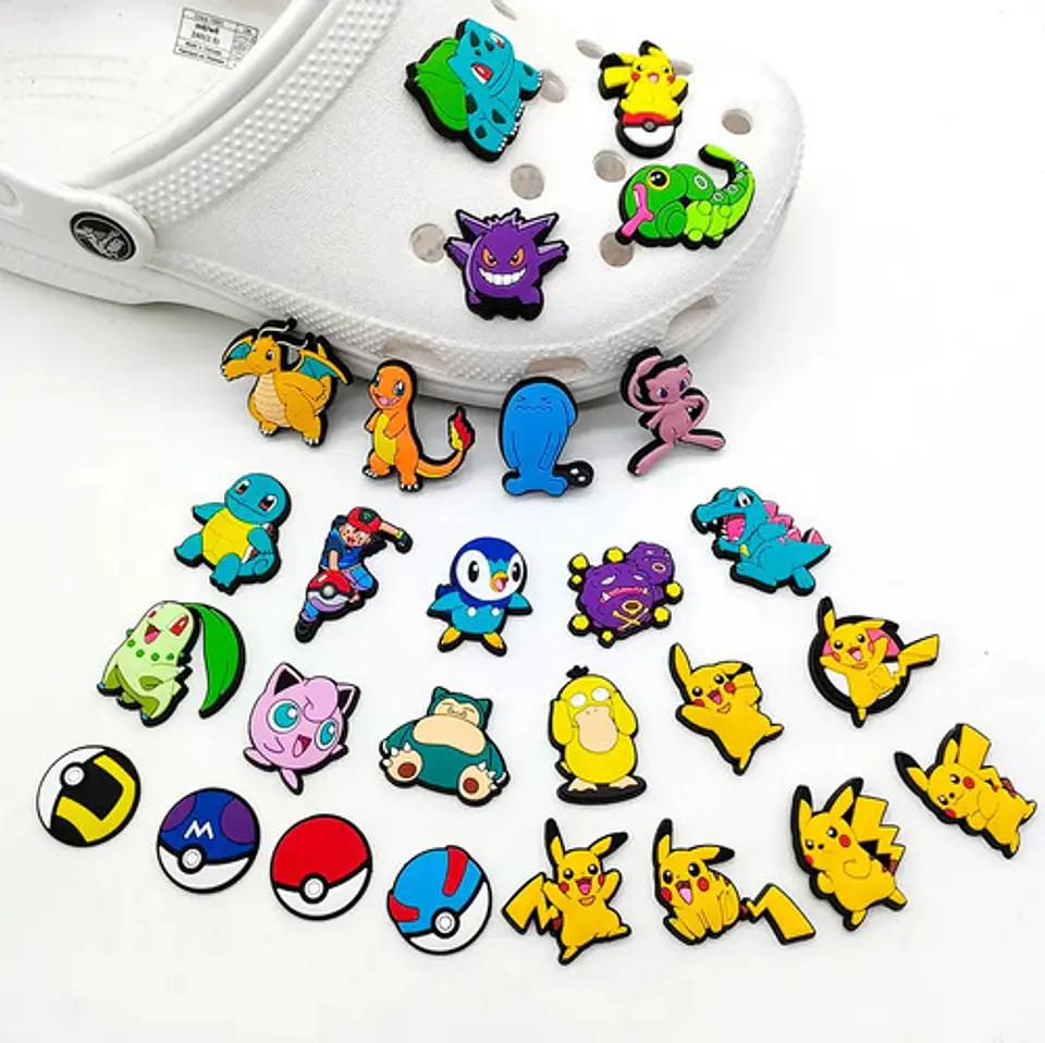 Set 27 Charms Compatibles con Crocs Bamers Pokemon Goma 4
