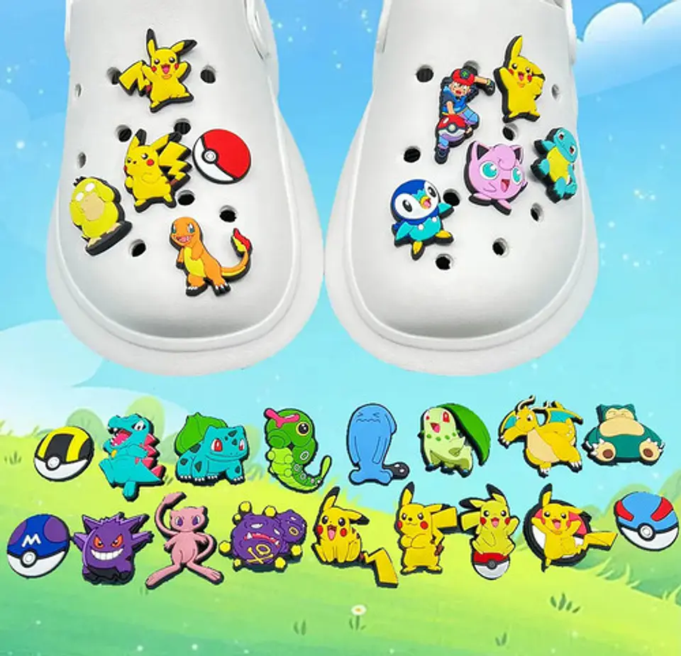Set 27 Charms Compatibles con Crocs Bamers Pokemon Goma 6