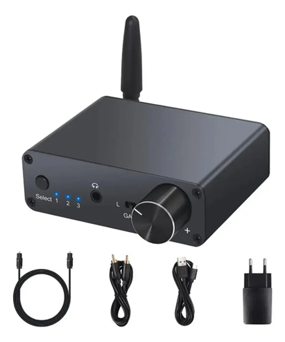 Conversor de Audio DAC HIFI + Bluetooth RCA 3.5mm Amp Fuente 1