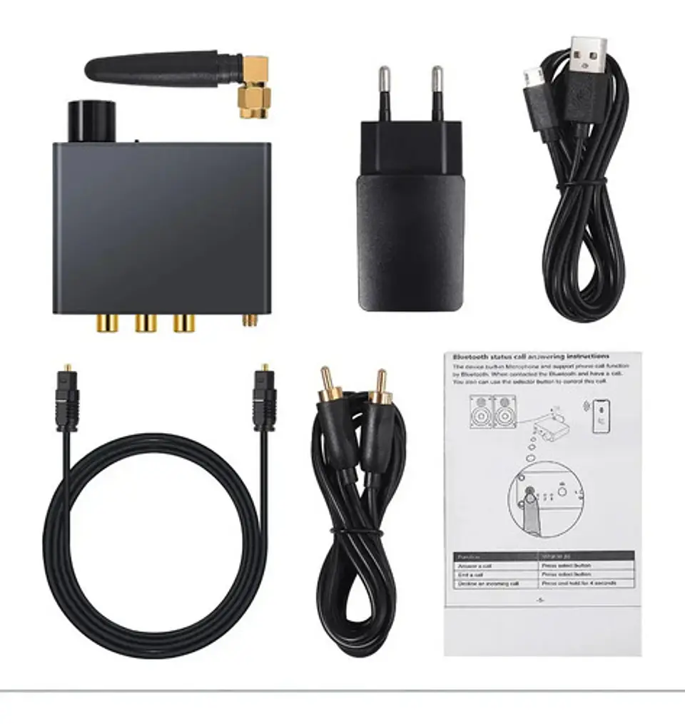 Conversor de Audio DAC HIFI + Bluetooth RCA 3.5mm Amp Fuente 3