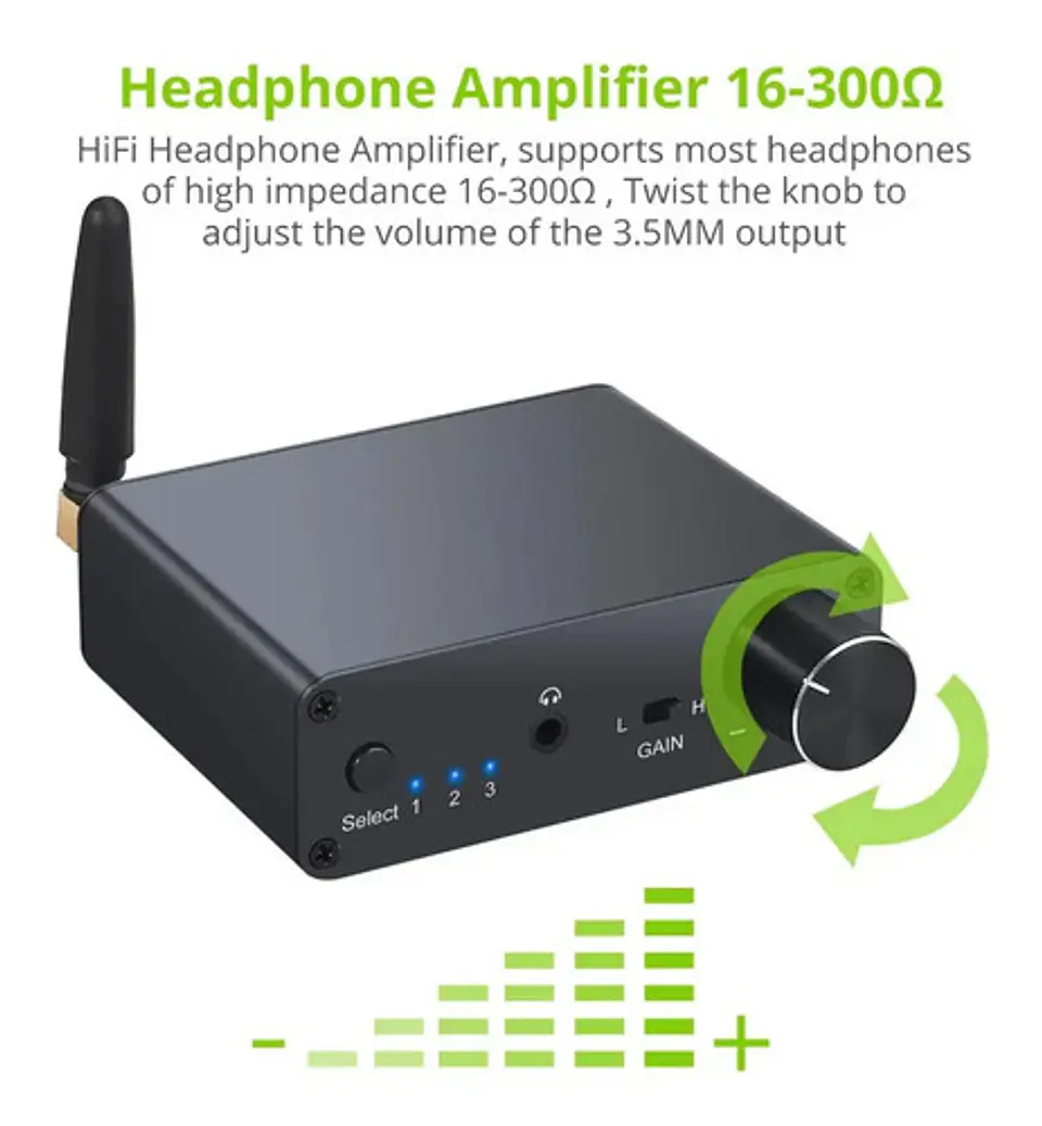 Conversor de Audio DAC HIFI + Bluetooth RCA 3.5mm Amp Fuente 6