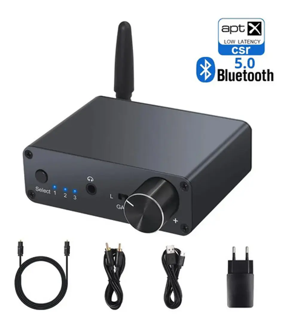 Conversor de Audio DAC HIFI + Bluetooth RCA 3.5mm Amp Fuente 11