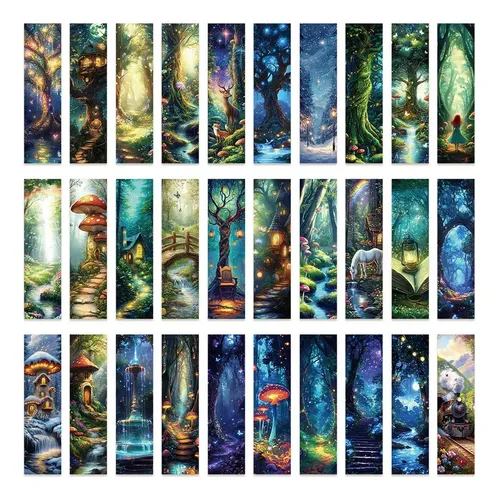 Set 30 Marcador De Página Bosques De Fantasía Árboles 1