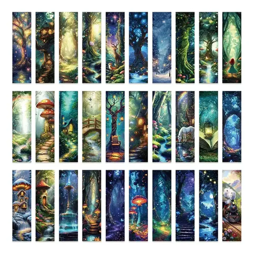 Set 30 Marcador De Página Bosques De Fantasía Árboles 1