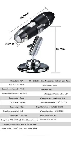 Microscopio Digital Usb 1600x 8 Leds Pc + Adaptador | Dfast 2