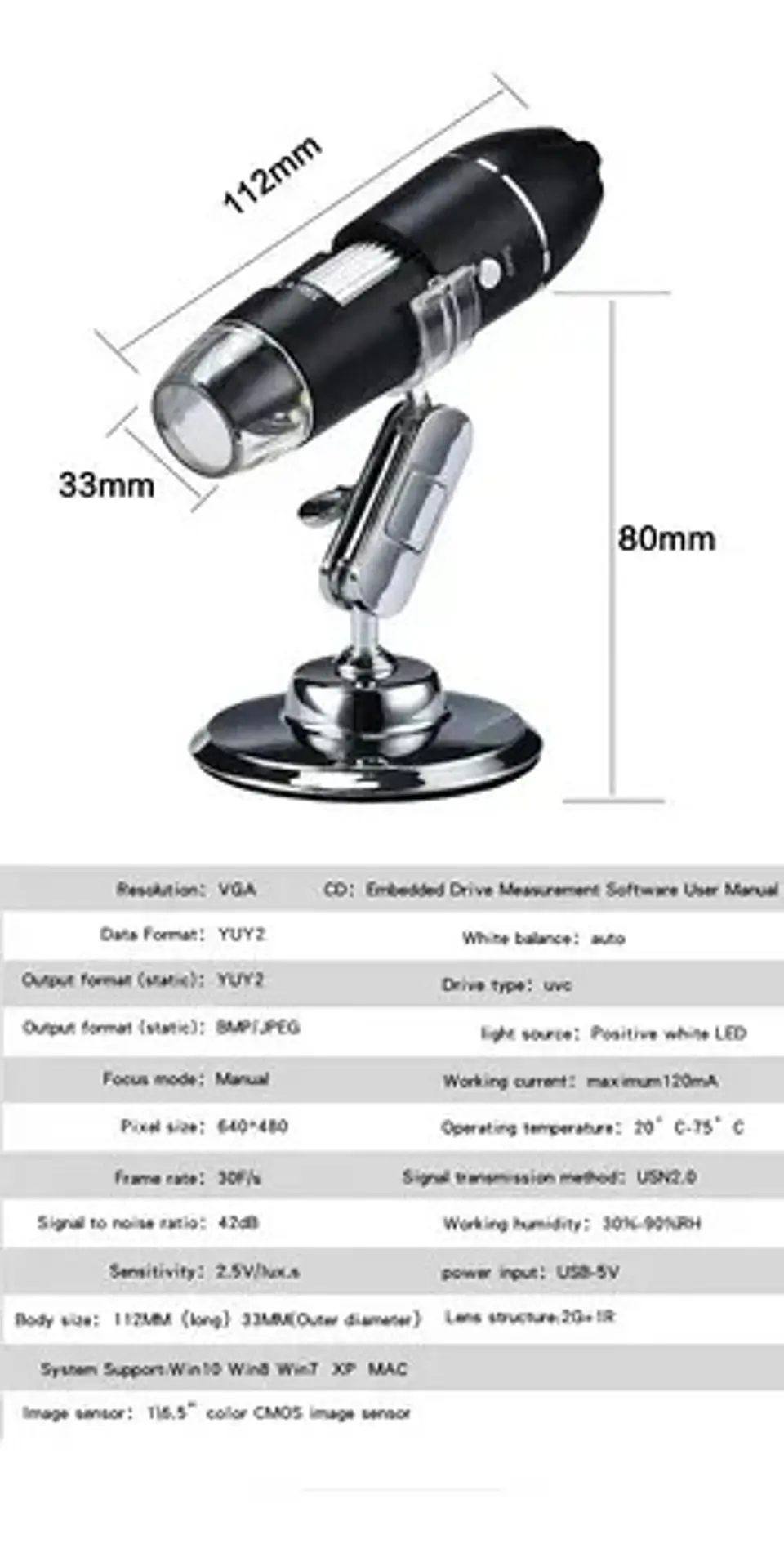 Microscopio Digital USB 1600x 8 Leds PC 2