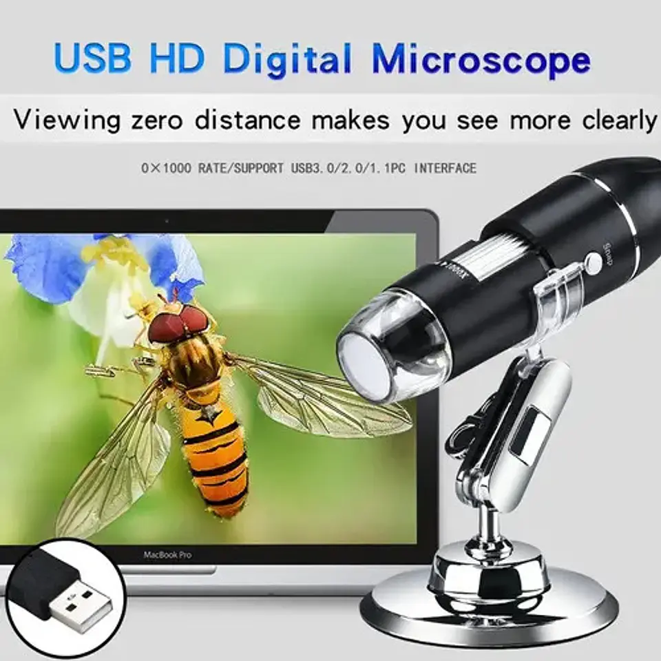 Microscopio Digital USB 1600x 8 Leds PC 4