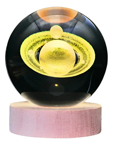 Lámpara Bola Cristal Saturno 8cm Led Rgb Cambia De Color 1