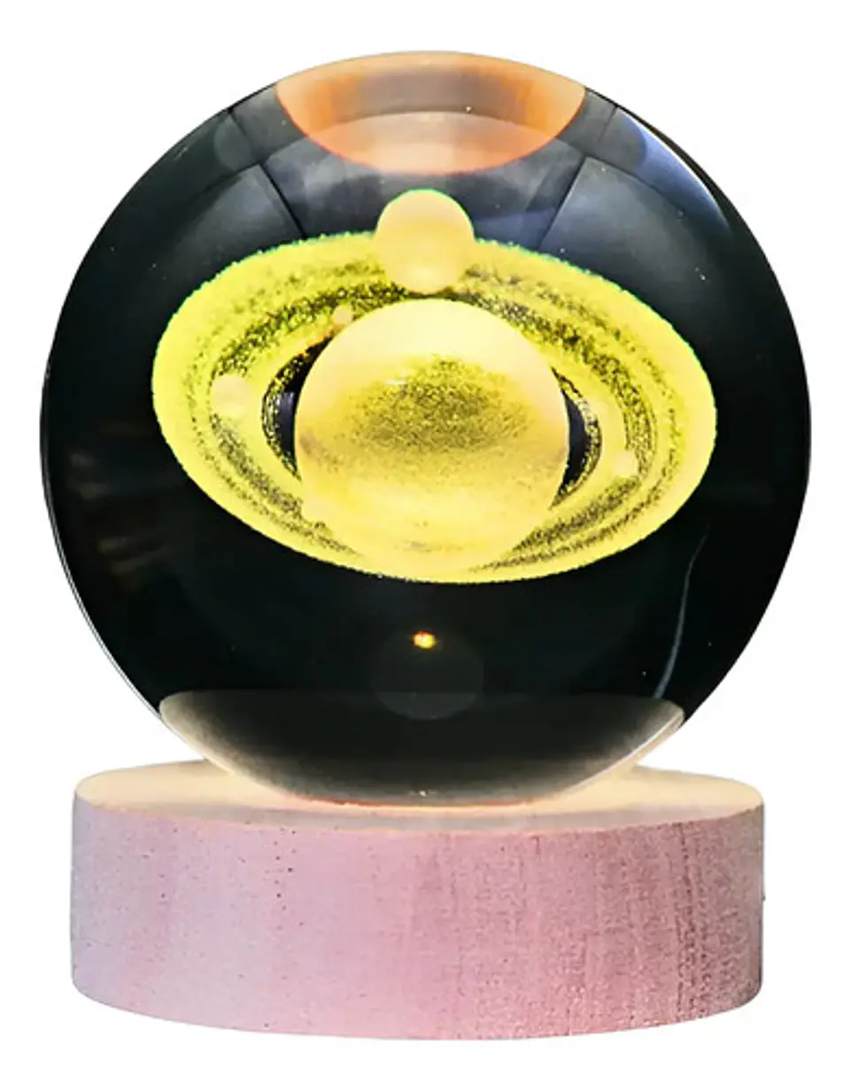 Lámpara Bola de Cristal Saturno 8cm Led Rgb Cambia de Color 1