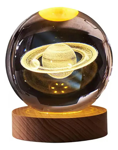 Lámpara Bola Cristal Saturno 8cm Led Rgb Cambia De Color 7
