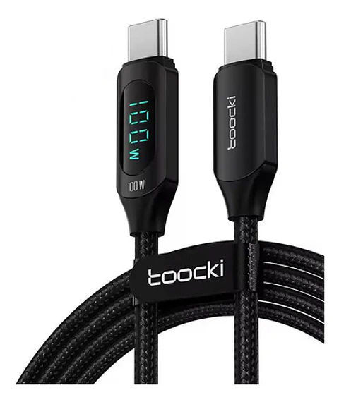 Cable Usb-c A Usb-c Toocki 2m Pd 100w Carga Rápida Negro