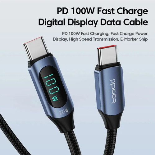 Cable Usb-c A Usb-c Toocki 2m Pd 100w Carga Rápida Negro 3