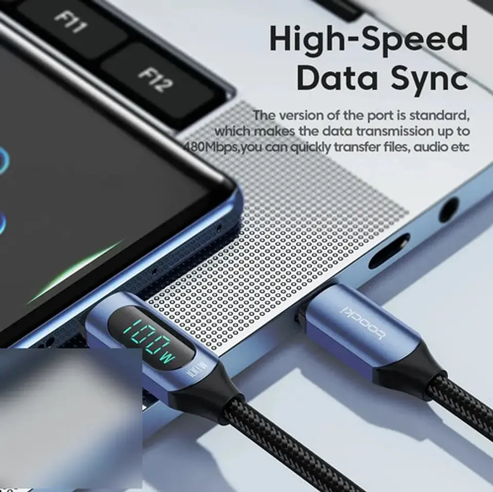 Cable Usb-c A Usb-c Toocki 2m Pd 100w Carga Rápida Negro 4