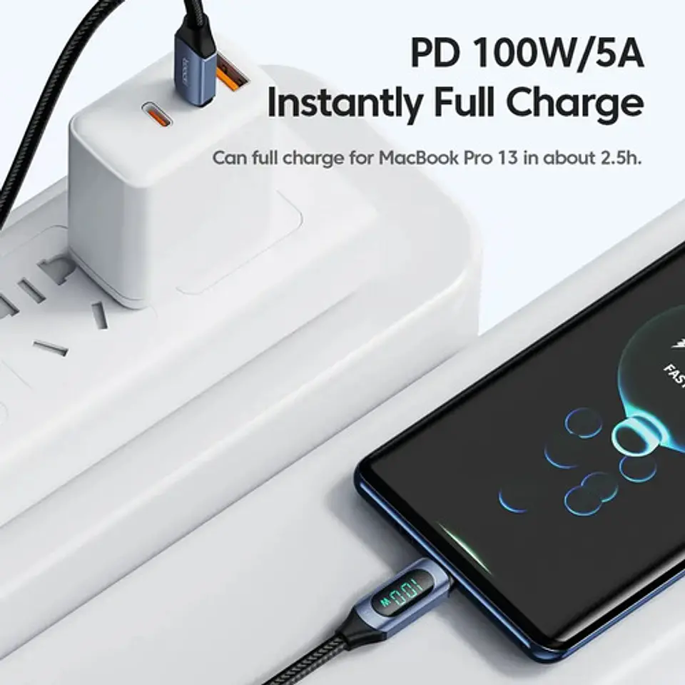 Cable Usb-c A Usb-c Toocki 2m Pd 100w Carga Rápida Negro 6