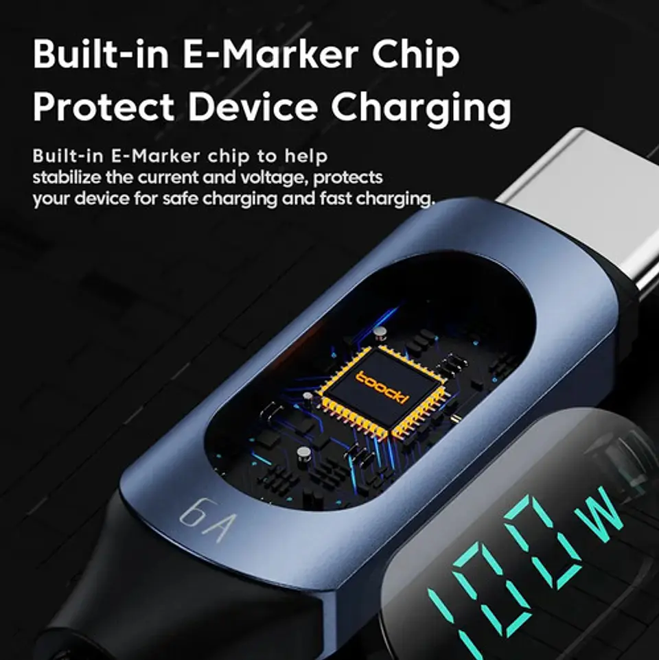 Cable Usb-c A Usb-c Toocki 2m Pd 100w Carga Rápida Negro 8