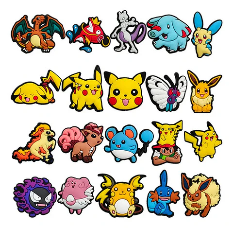 Set 20 Charms Compatibles Con Crocs Bamers Pokemon Goma