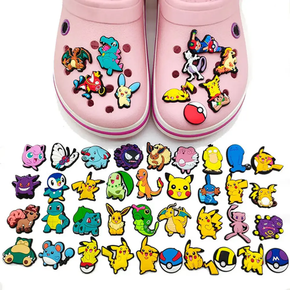 Set 20 Charms Compatibles con Crocs Bamers Pokemon Goma 3