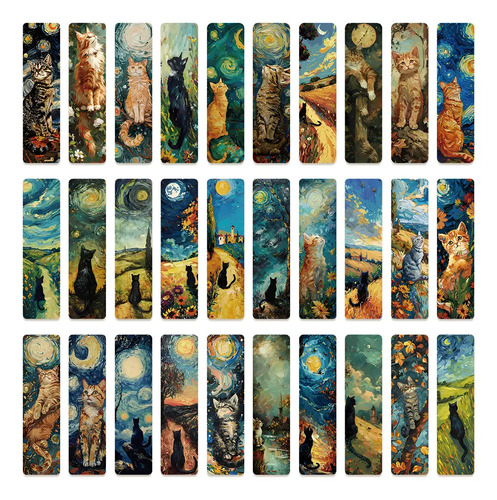 Set 30 Marcador De Página Pinturas De Óleo Gatitos Gatos 1
