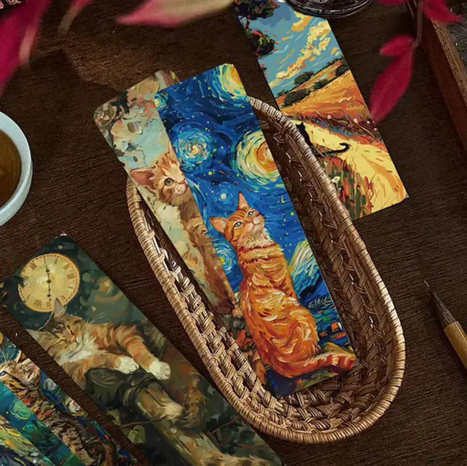 Set 30 Marcador de Página Pinturas de Óleo Gatitos Gatos 6