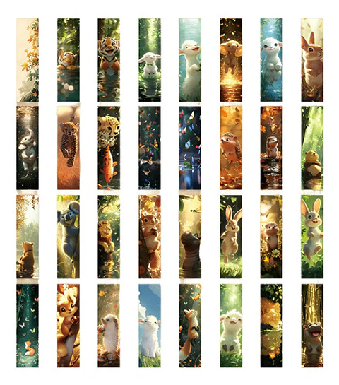 Set 32 Marcador De Página Animales Bebés Tiernos Naturaleza