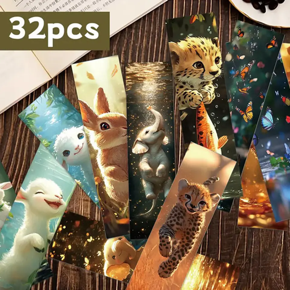 Set 32 Marcador de Página Animales Bebés Tiernos Naturaleza 4