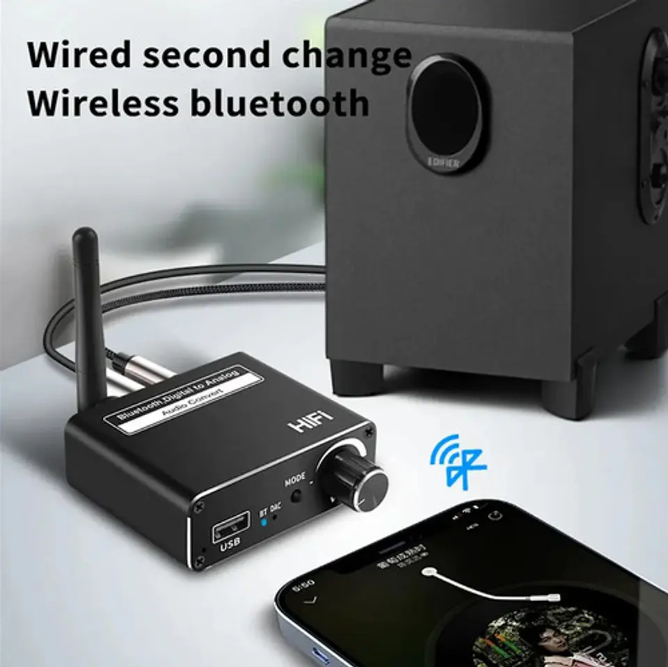 Conversor De Audio Dac Bluetooth Hifi Digital A 3.5mm 4