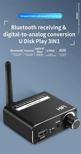 Conversor De Audio Dac Bluetooth Hifi Digital A 3.5mm 5