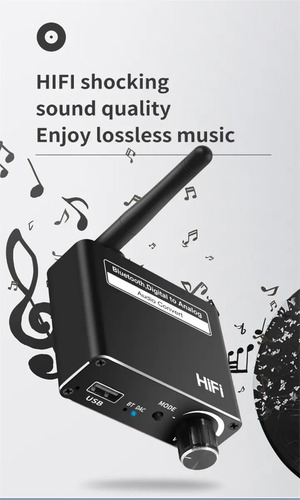 Conversor De Audio Dac Bluetooth Hifi Digital A 3.5mm 8