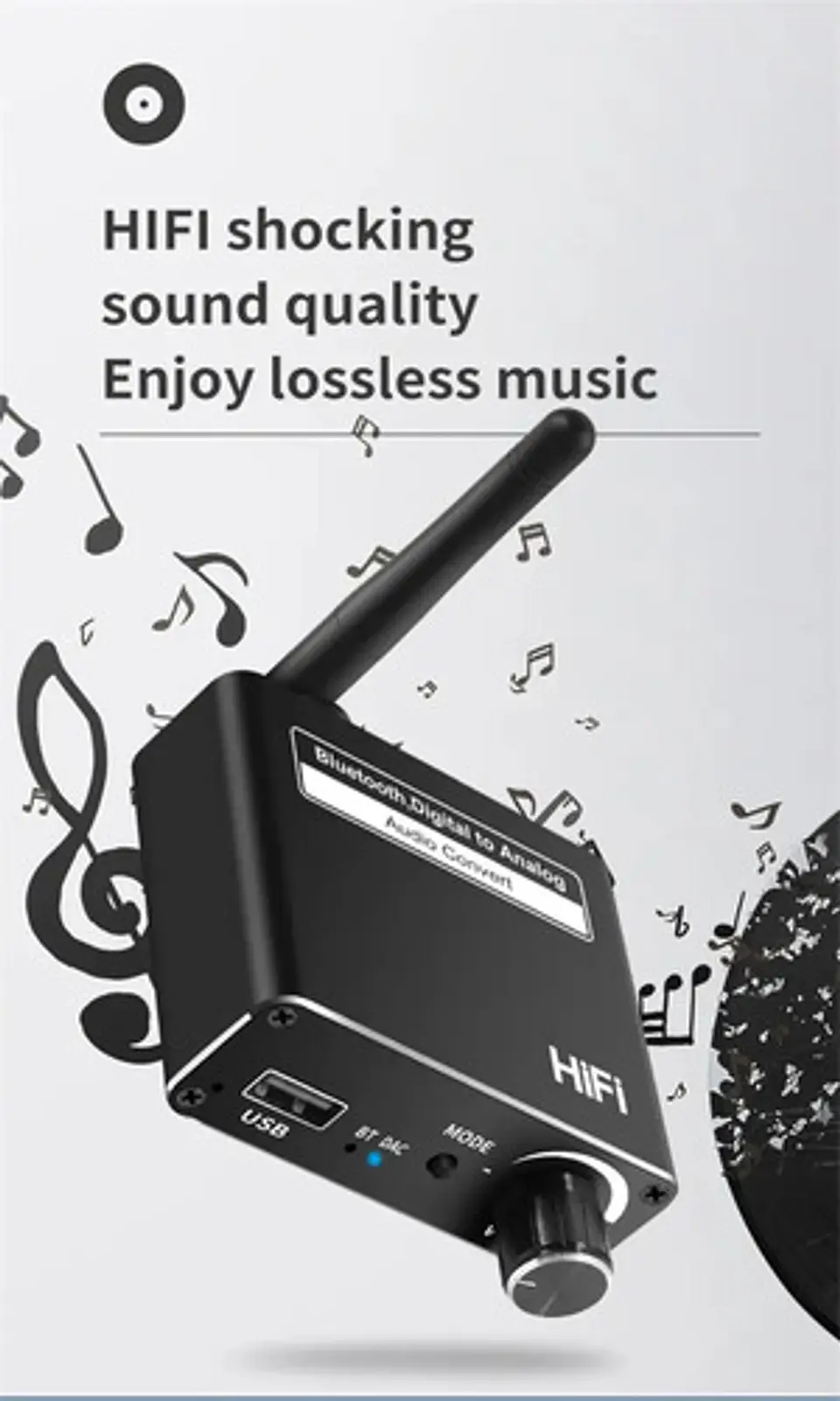 Conversor De Audio Dac Bluetooth Hifi Digital A 3.5mm 8